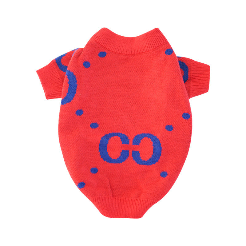 Pet Autumn And Winter Thickening Red Sweater