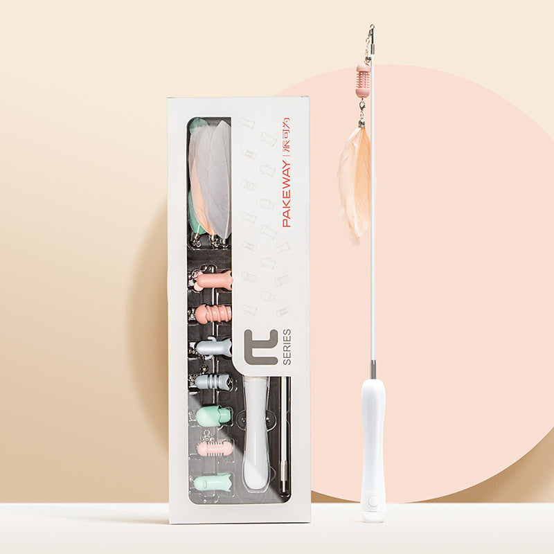 Cat Laser Set Feather Funny Stick Toy