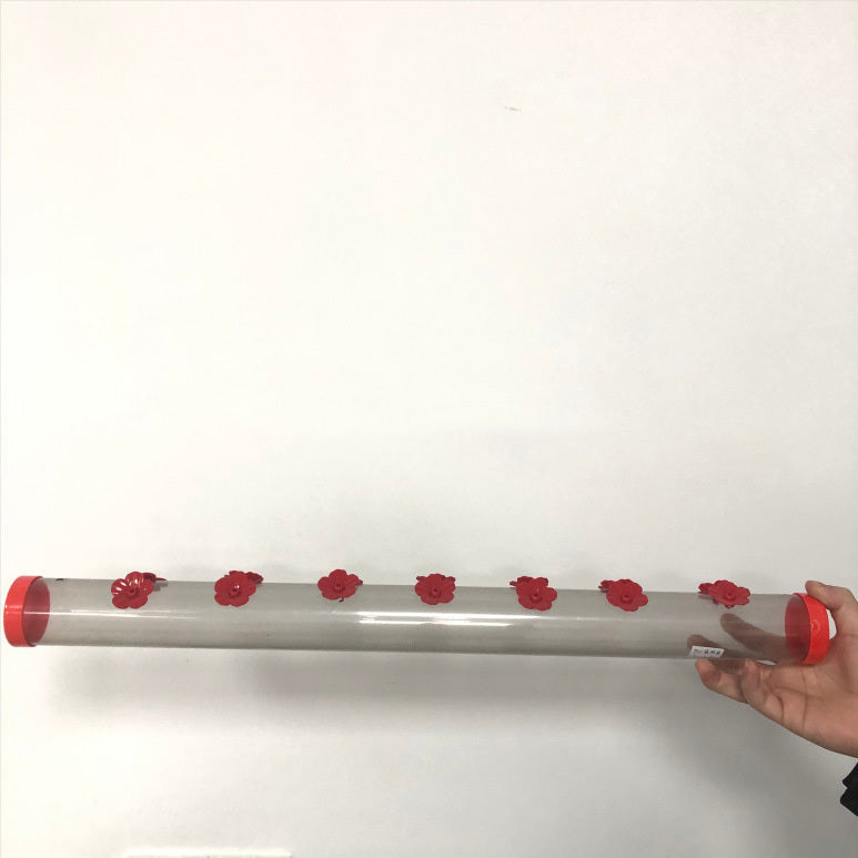 Hanging Long Tube With Flowers Bird Feeder