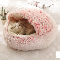 2 In 1 Pet Winter Round Plush Warm Bed