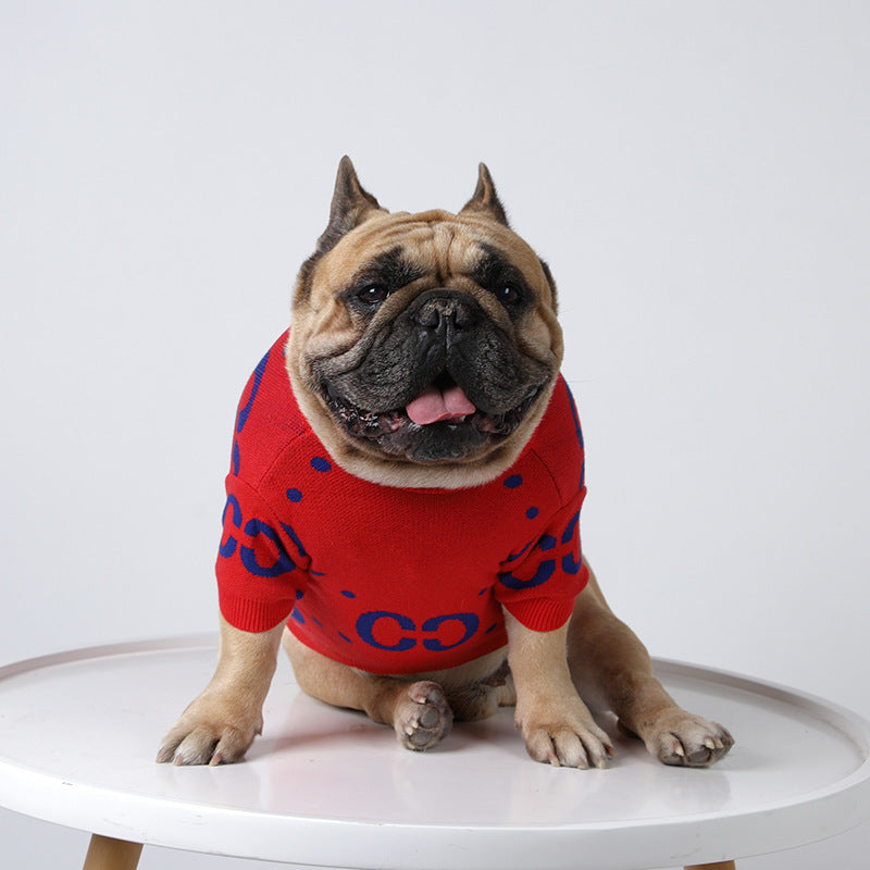 Pet Autumn And Winter Thickening Red Sweater