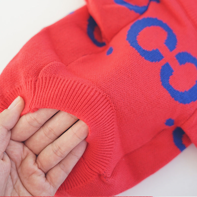 Pet Autumn And Winter Thickening Red Sweater