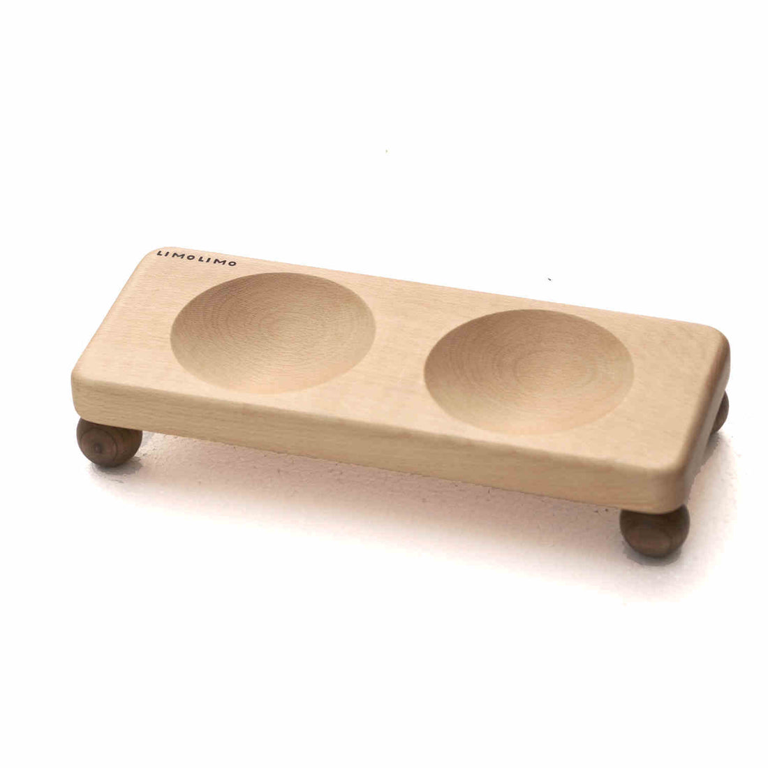 Solid Wood Ceramic Pet Feeding Bowl