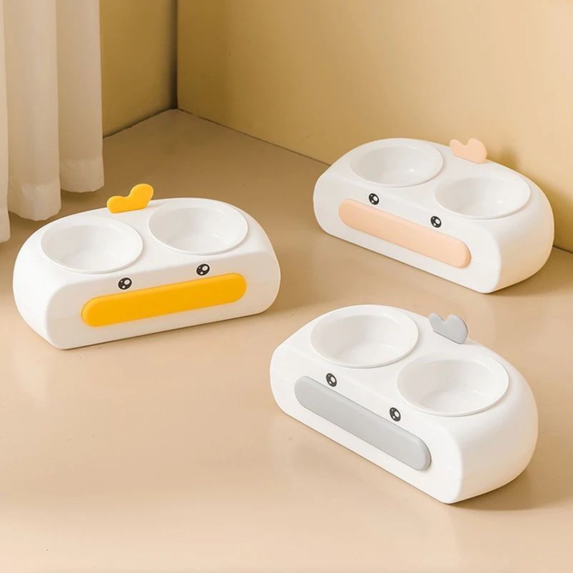 Duck Design Pet Double Feeding Bowl