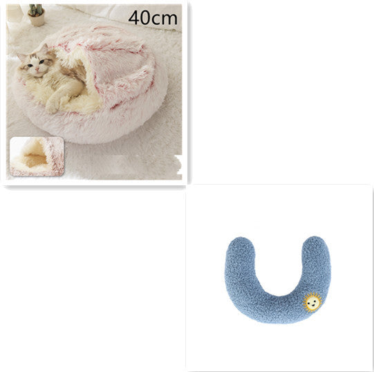 2 In 1 Pet Winter Round Plush Warm Bed