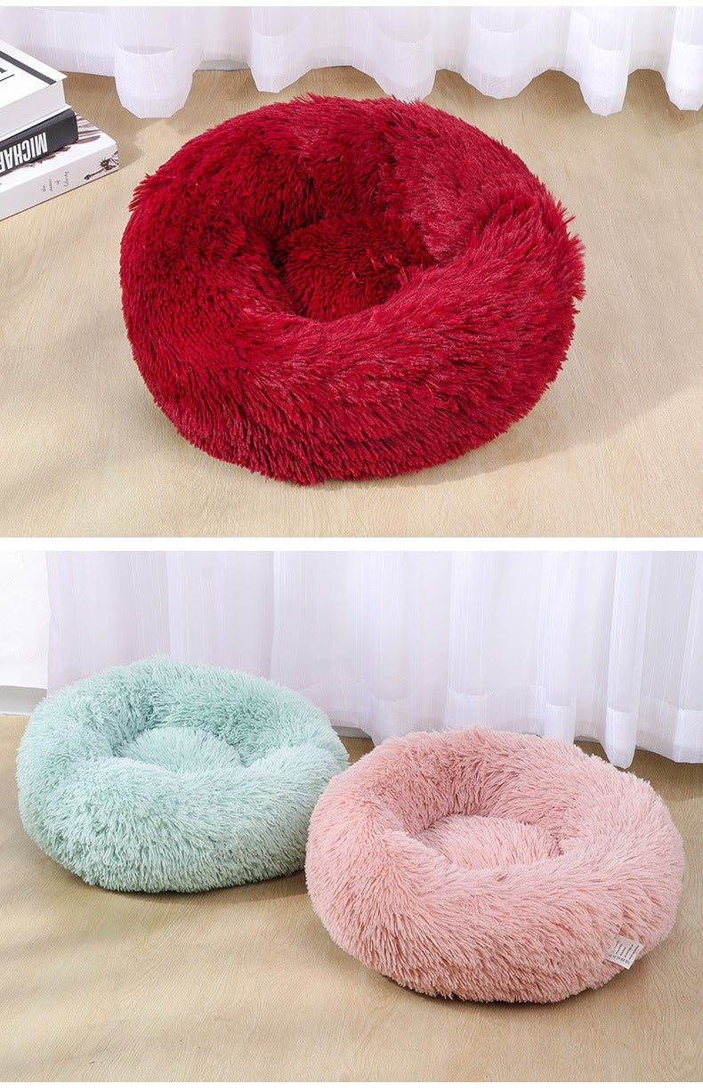 Pet Warm Plush Round Pet Bed