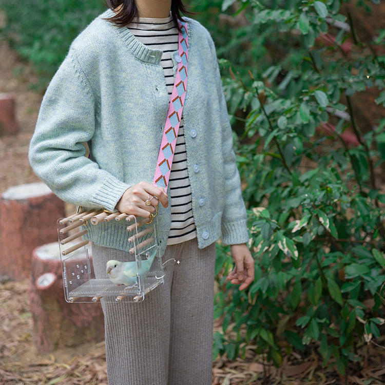 Full Transparent Bird Log Acrylic Parrot Cage