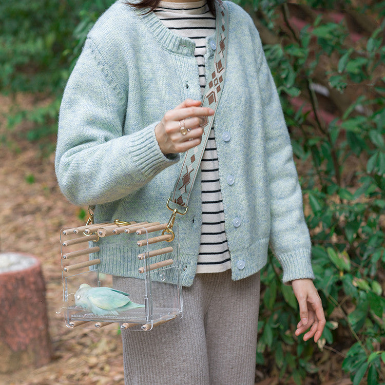 Full Transparent Bird Log Acrylic Parrot Cage