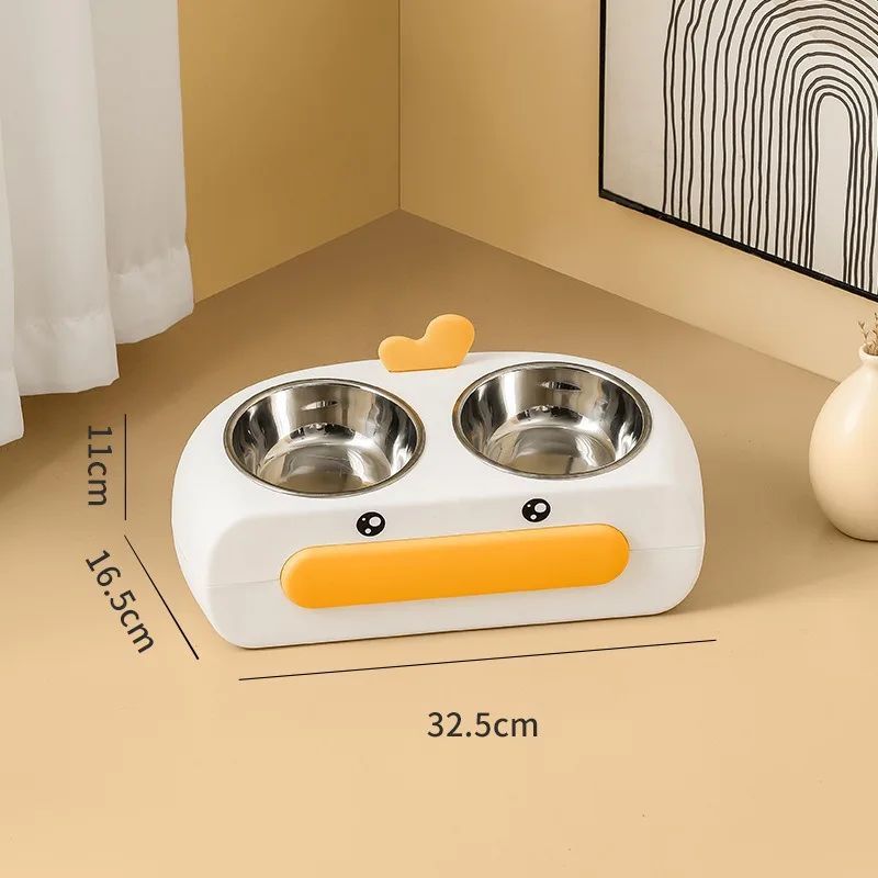 Duck Design Pet Double Feeding Bowl