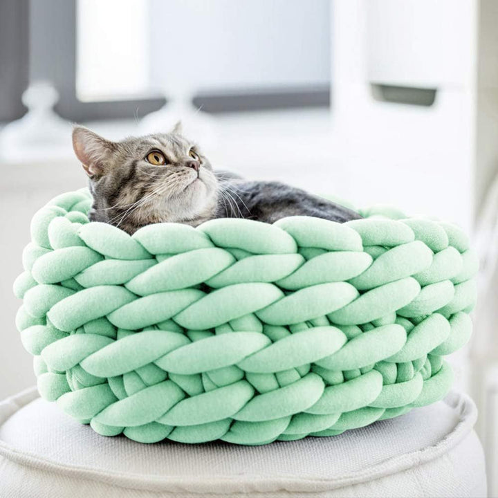 Cotton Knitted Round Pet Bed
