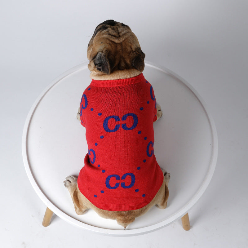 Pet Autumn And Winter Thickening Red Sweater