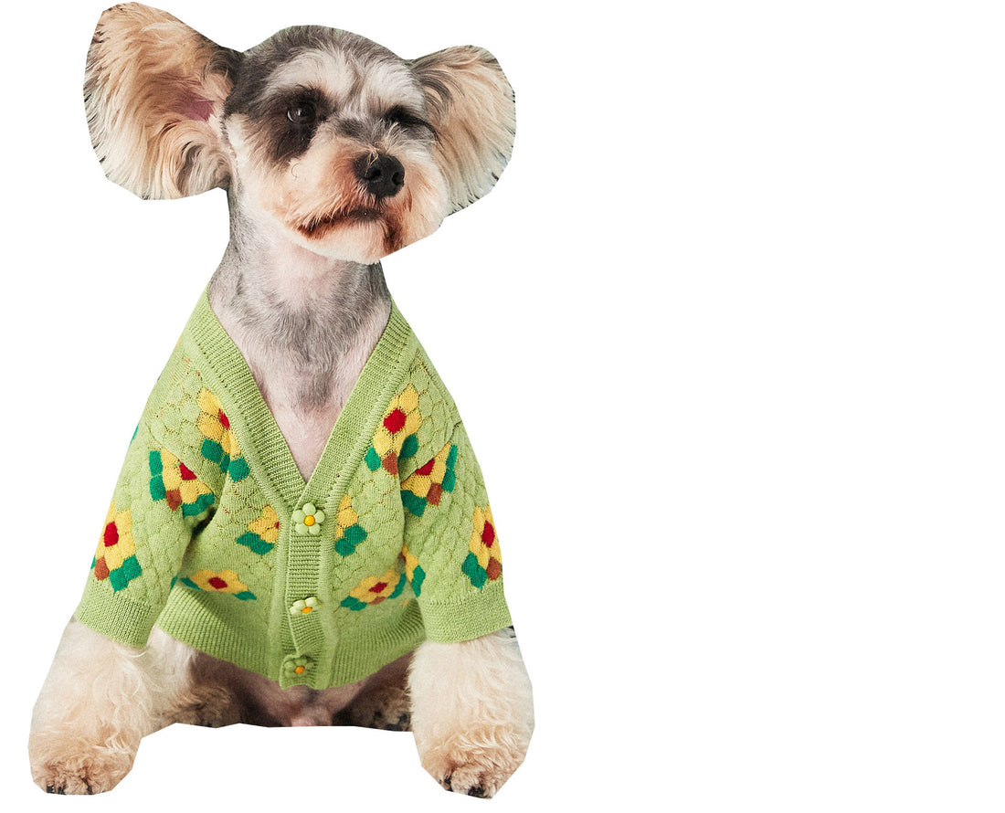 Pet Small Flower Dog Sweater Cardigan